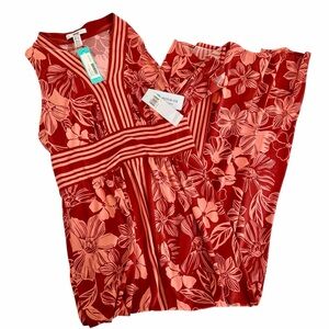 Wisp Ella Brick Coral Floral Print Maxi Dress NWT Size 10